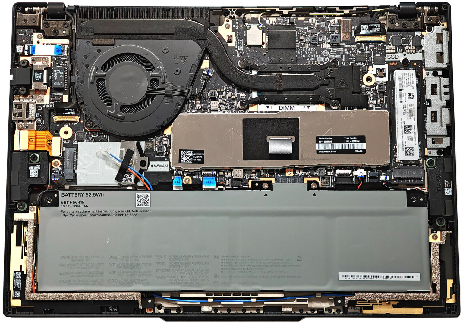 Internal Photo of Lenovo ThinkPad T14s Gen 2, EG50040S1-CN50-S9A, Fan original SUNON (ThinkPad T14 Gen 5)